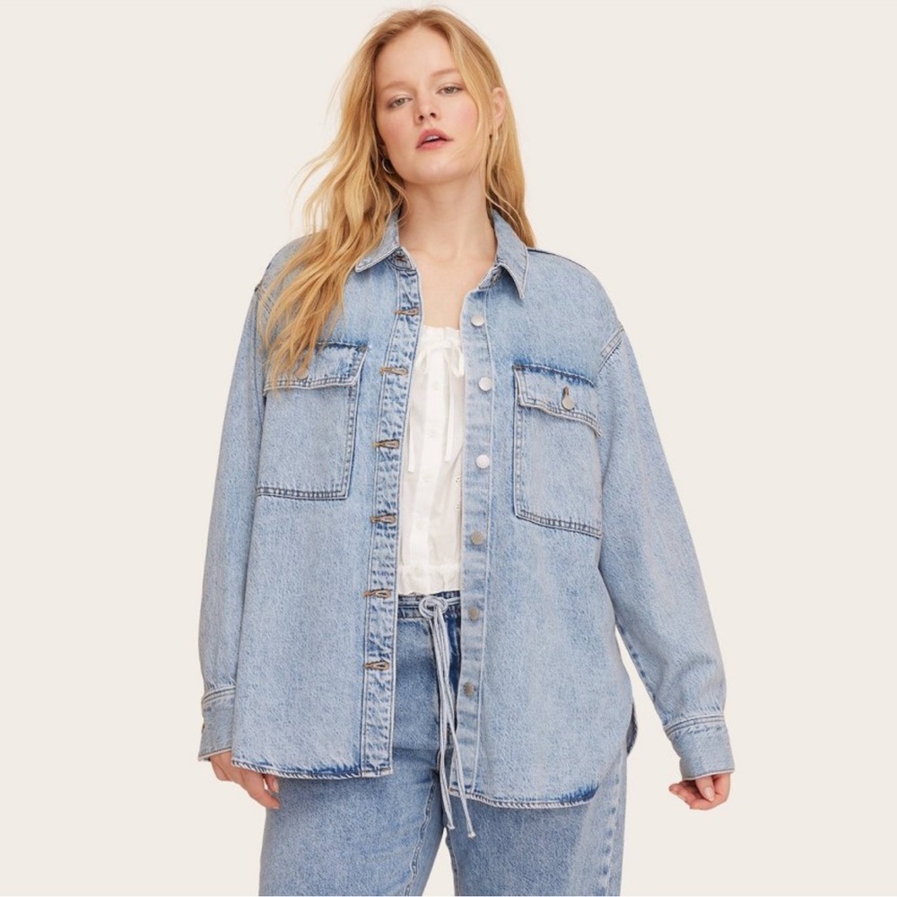 Parke X Target - long sleeve denim shacket - light wash - size large - NWT